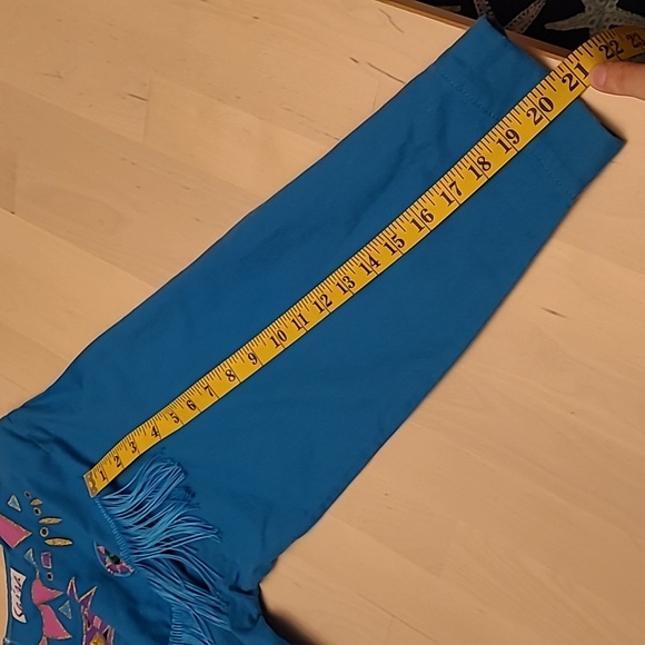 VTG 1980s SASSA Bold Bright Blue Gemstone Westernwear Fringe Dress with Pockets - Picture 9 of 17